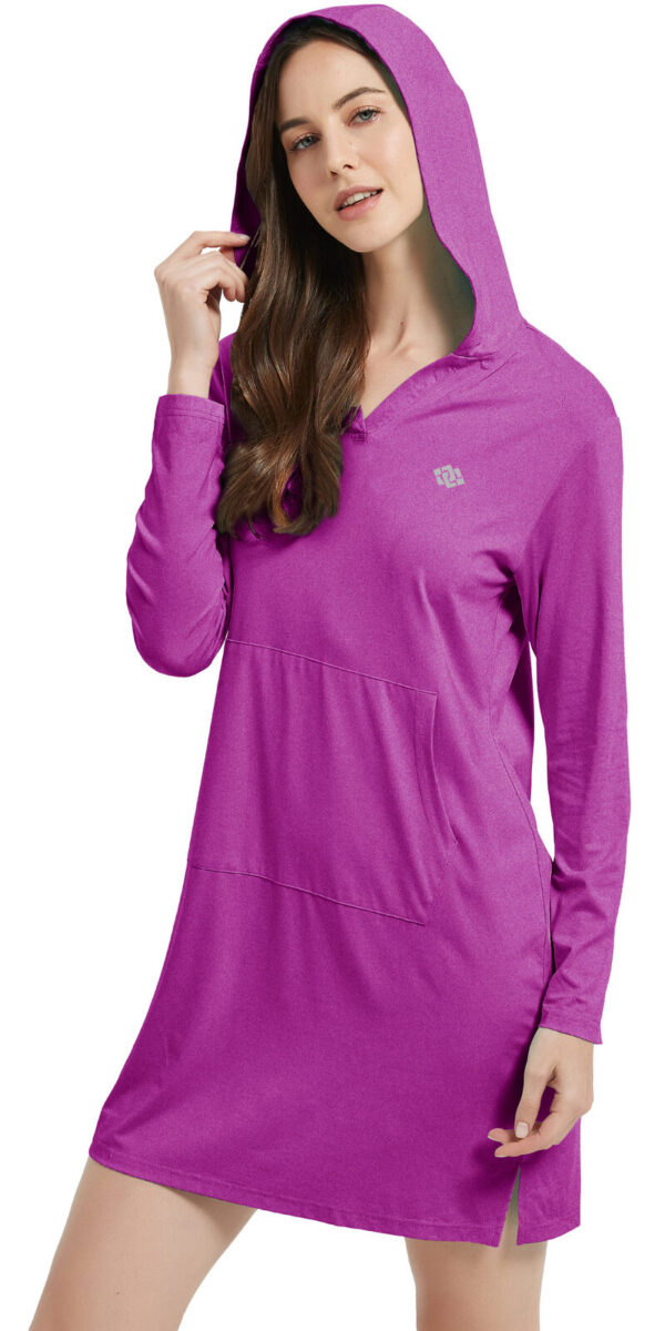 Women UPF 50+ Cover-Up Dress Golf Sport Dress Sun Protection Hooded Beach Shirt