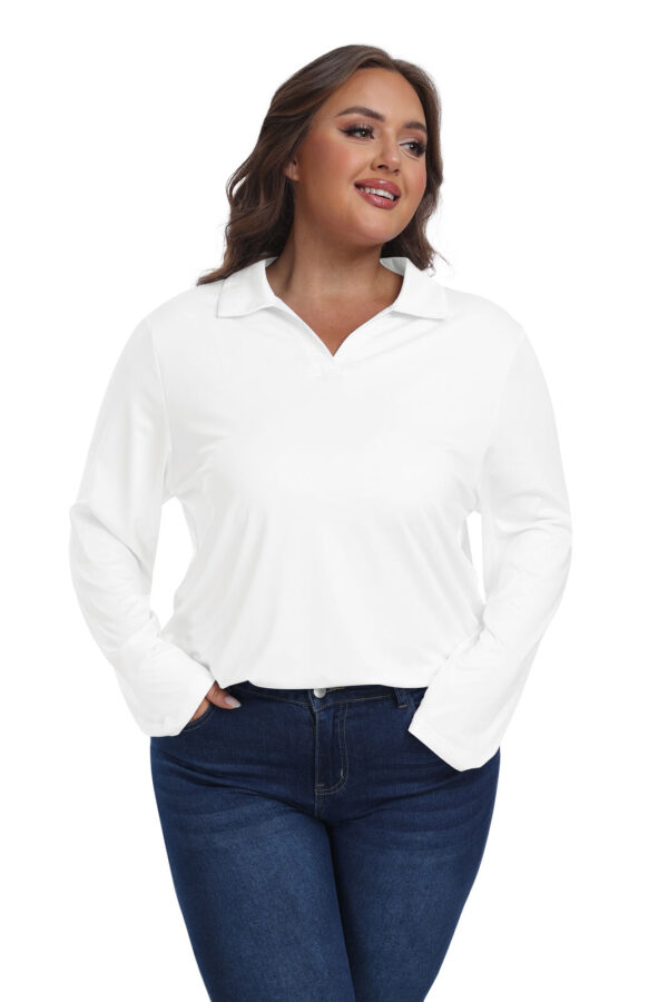 Women Plus Size Active Long Sleeve Shirt V-neck Golf Tennis Pullover Travel Top